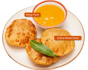 Andhra Masala Poorie and Mango Purée Andhra Masala Poorie and Mango Purée