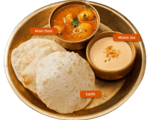 Aloor Dum, Luchi and Mishti Doi