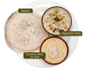 Appam, Vegetable Stew, Coconut Milk in Gud