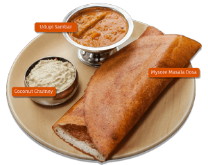 Mysore Masala Dosa with Sambar-Chutney