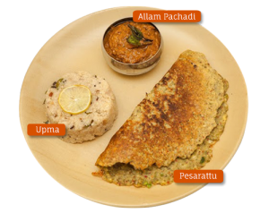 Pesarattu, Upma, Allam Pachadi