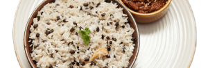 Ullundu Sadam (Urad dal rice) With Ellu Thogayal (sesame seed chutney) & ghee